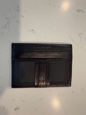 Burberry Black Leather and Canvas Card Holder